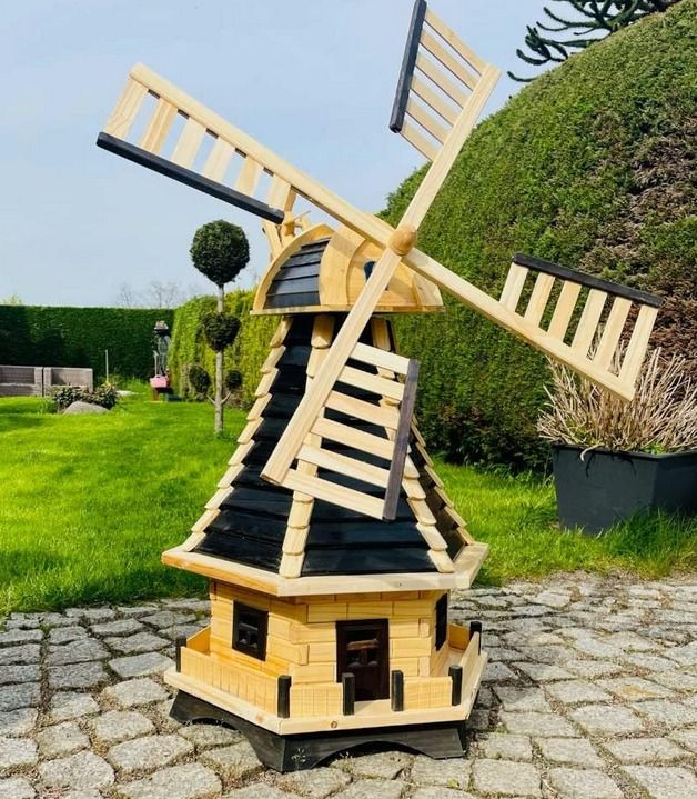 DARLUX Šestihranný zahradní větrný mlýn, černý, výška 1150 mm
