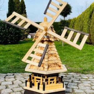 DARLUX Šestihranný zahradní větrný mlýn, hnědý, výška 910 mm