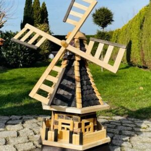 DARLUX Šestihranný zahradní větrný mlýn, černý, výška 910 mm