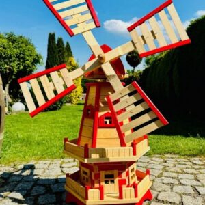 DARLUX Šestihranný zahradní větrný mlýn, červený, výška 930 mm